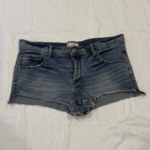 Free People Blue Distressed Jean Shorts